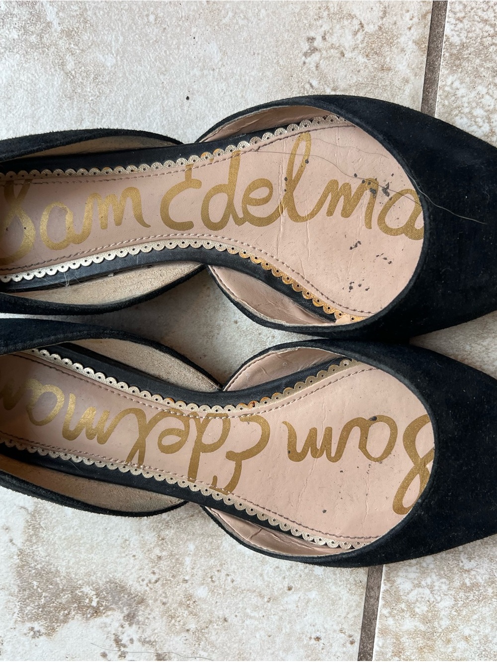 Sam Edelman Black Pointed-Toe Suede Flats size 7